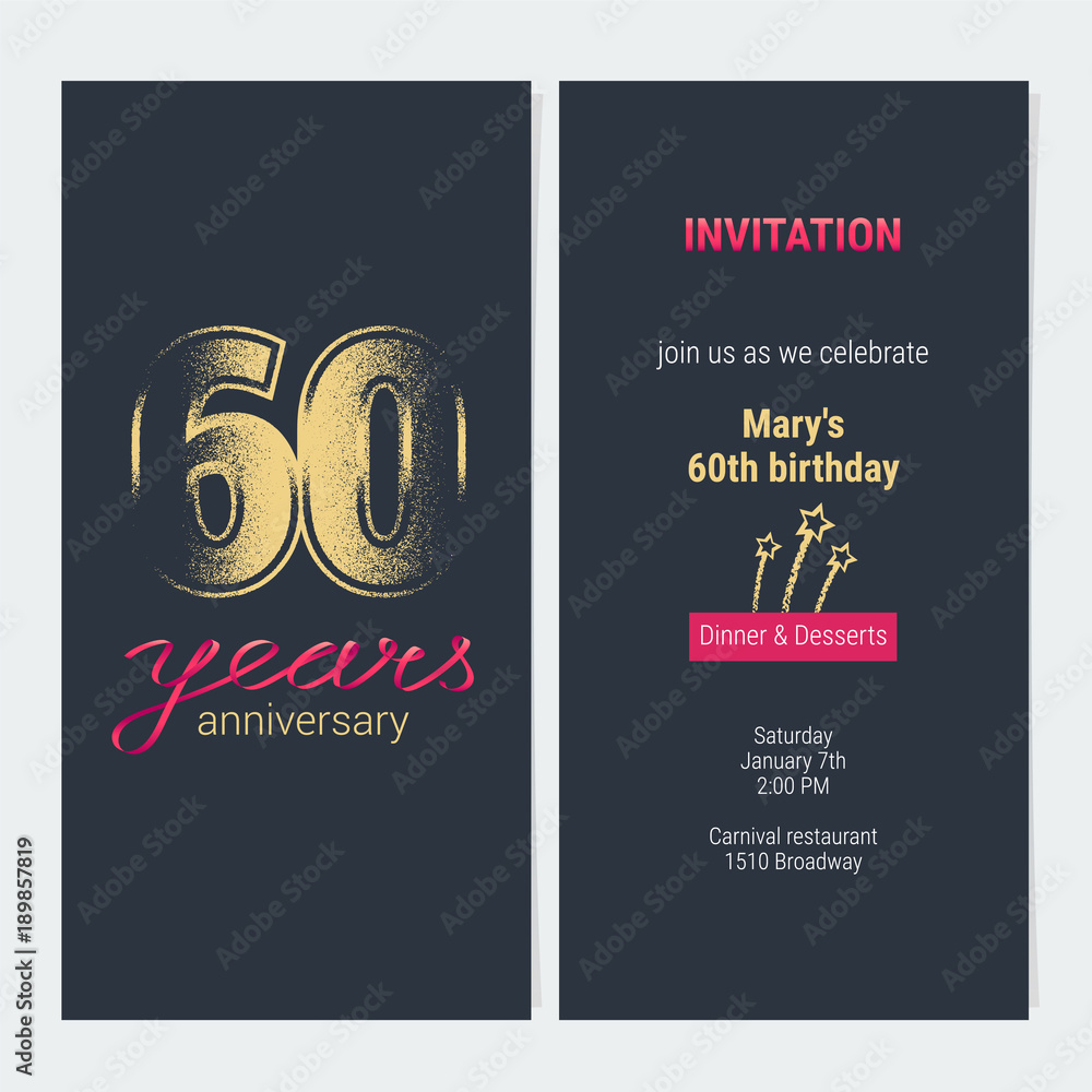 60 years anniversary invitation vector card 60 years anniversary invitation vector card