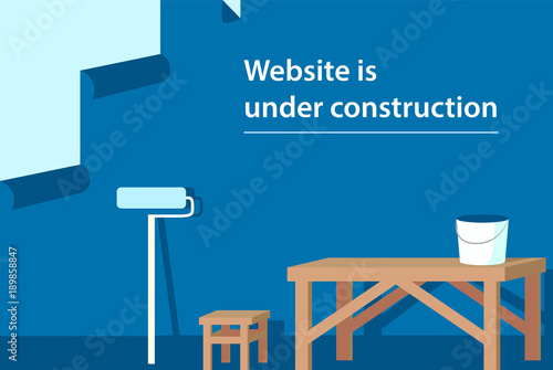 Website is under construction page. Illustration with repair in  flat style. Vector illustration.