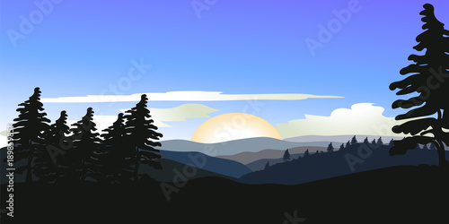Vector forest landscape