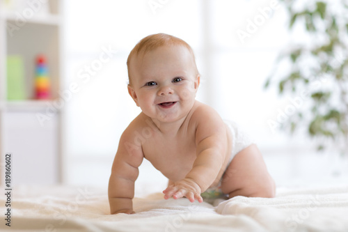 funny baby boy crawling on ...