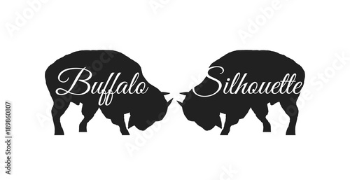 Two silhouettes buffalo