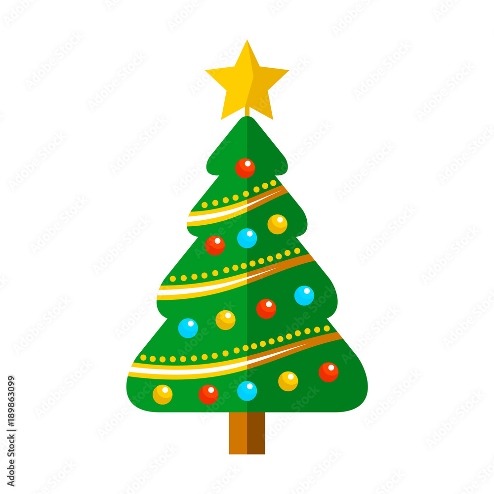 Decorated Christmas Tree With Balls Illustration Decorated Christmas Tree With Balls Illustration