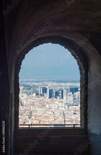 Landscape from Castel Sant'Elmo with spaccanapoli street and business district. Napoli