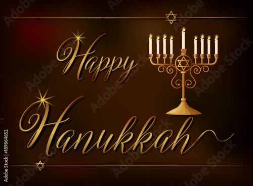 Happy Hanukkah card template with light and star symbol