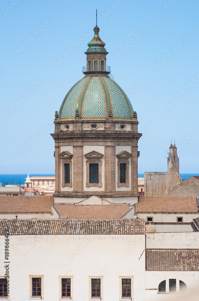 View of  church dome in Palermo, Sicily