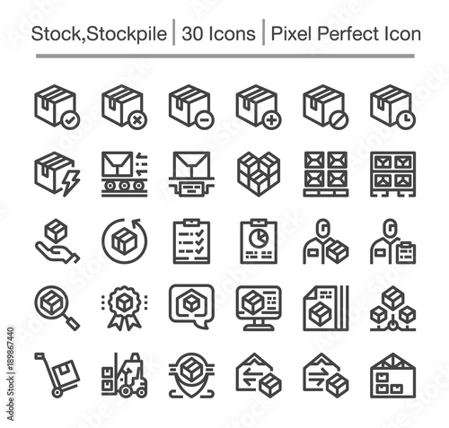 stock,stockpile line icon set