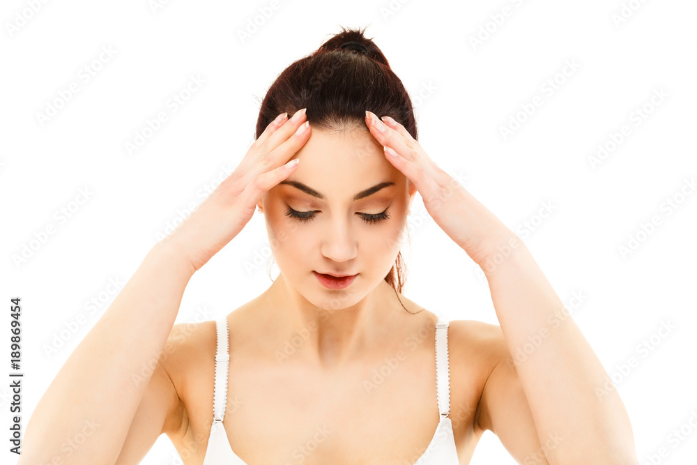 Woman massaging head pain