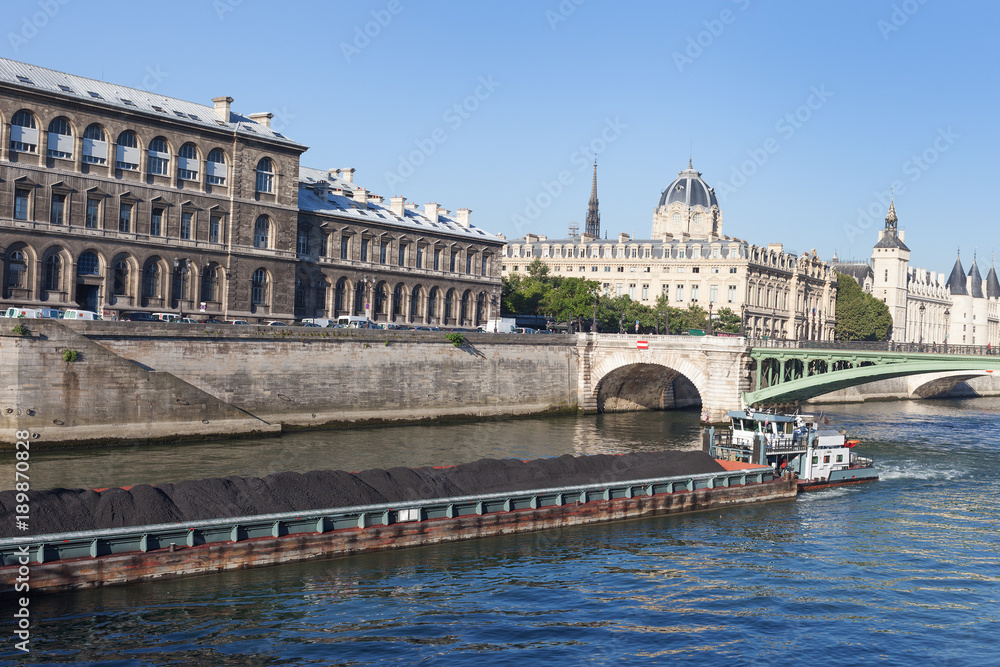 Seine river embankment in  Paris, France.
