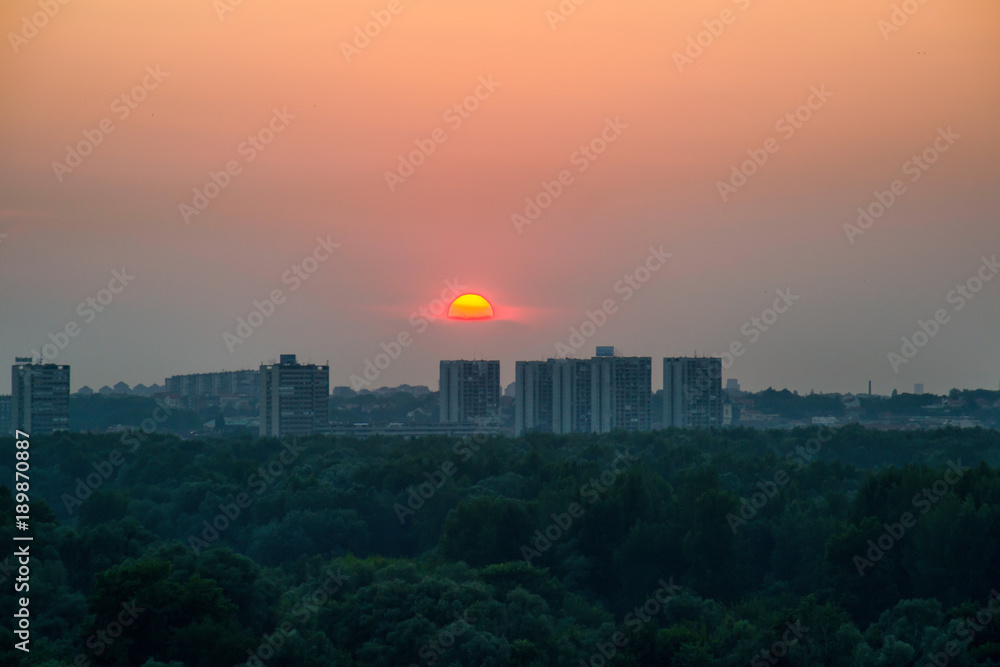 Belgrade, Serbia July 07, 2014: Sunset in New Belgrade
