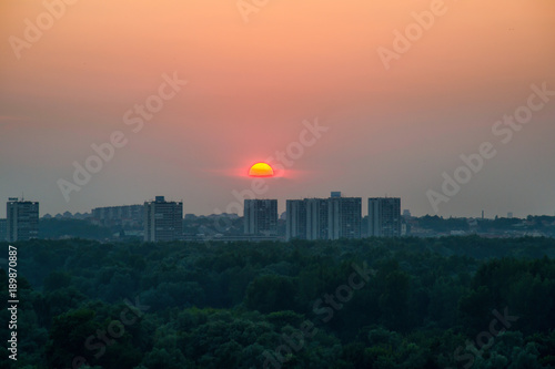 Belgrade, Serbia July 07, 2014: Sunset in New Belgrade