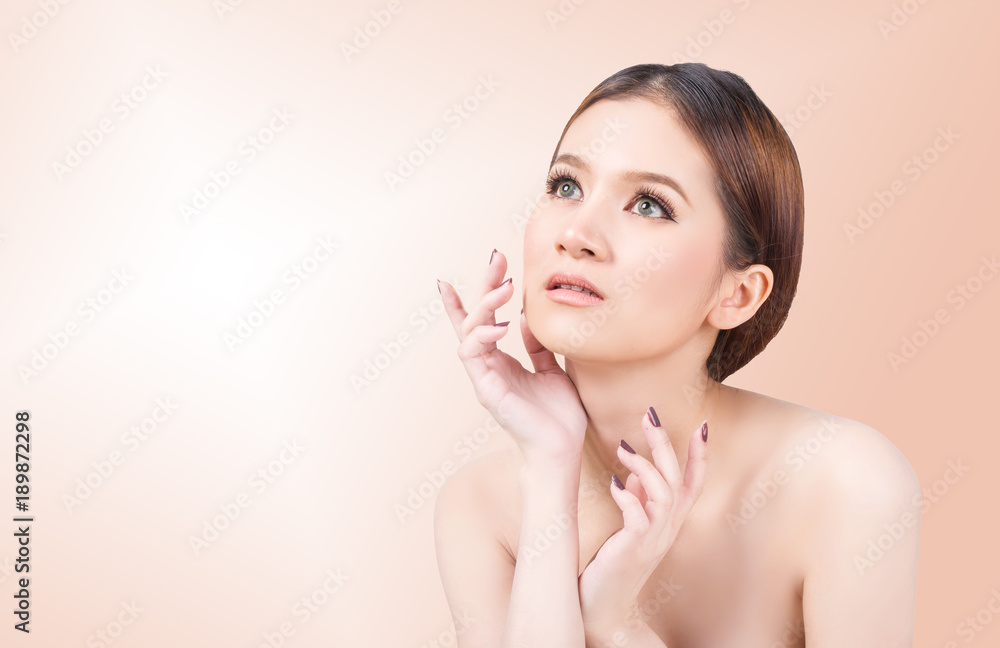 Portrait picture of Beautiful young woman face on a white background. Portrait picture of Beautiful young woman face on a white background.
