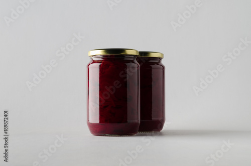 Pickled Beets Jar Mock-Up - Two Jars photo