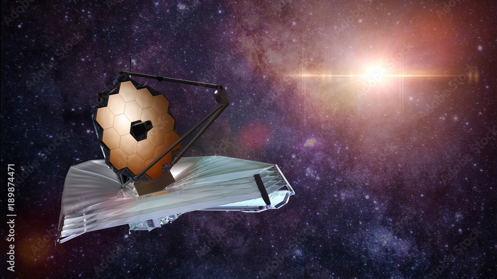 Naklejka premium James Webb Space Telescope observing a distant star