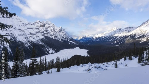 Wallpaper Mural Time lapse clouds flowing above Peyto Lake on a snowy winter day Torontodigital.ca