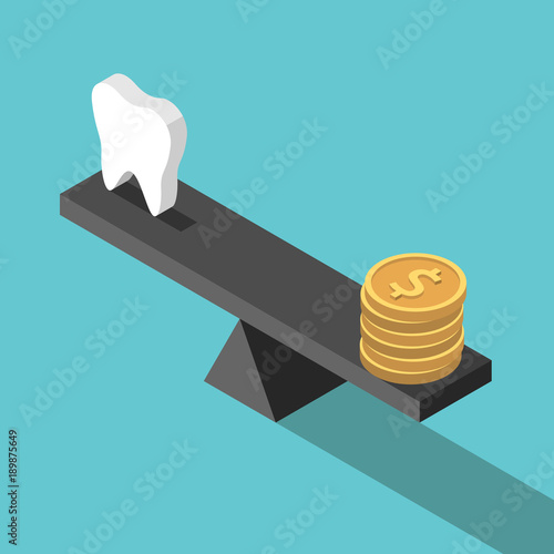 Isometric tooth, money, balance