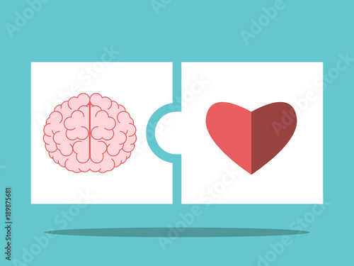 Brain, heart puzzle pieces