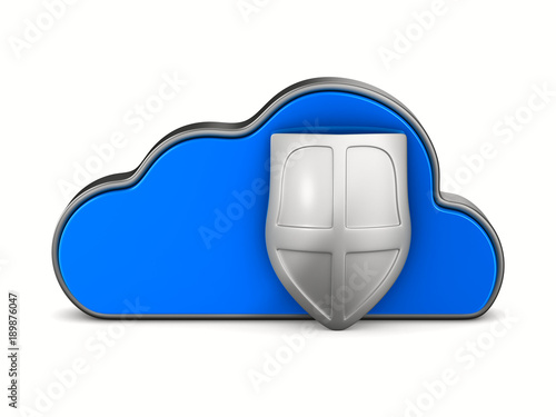 Cloud and shield on white b...