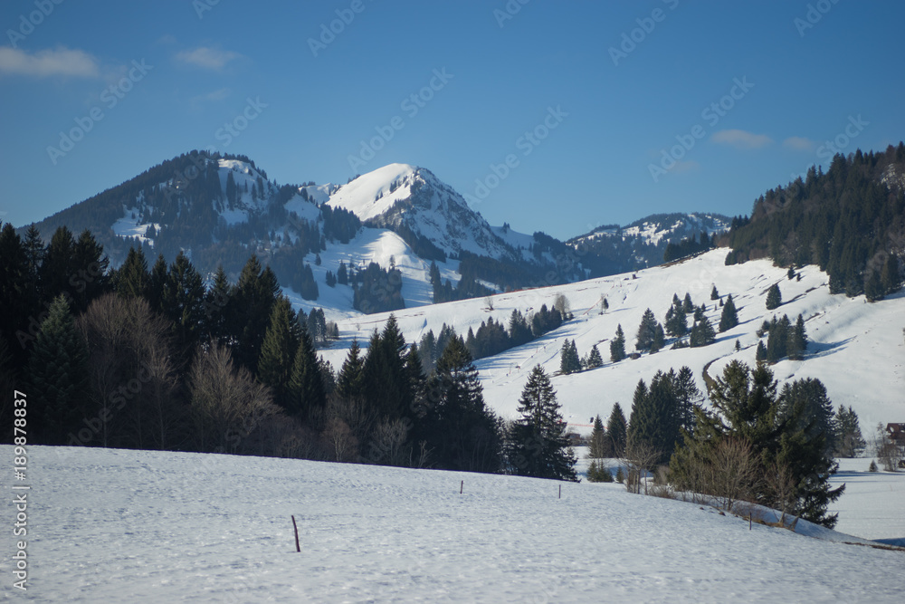 Naklejka premium beautiful snowy mountain landscape