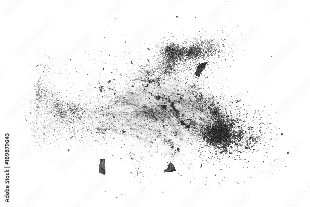 charcoal isolated on white background,abstract powder splatted background charcoal isolated on white background,abstract powder splatted background