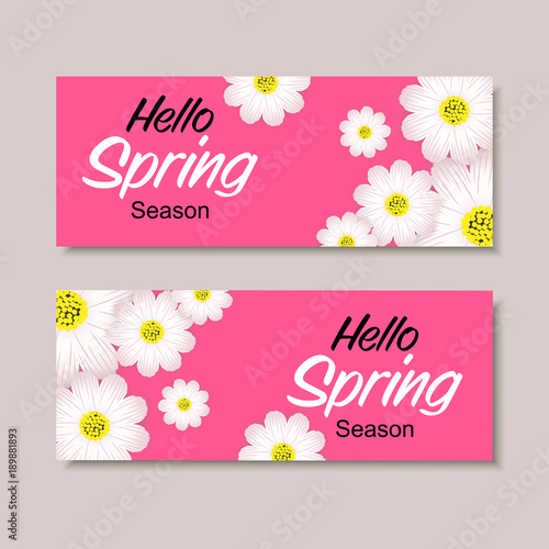 Spring sale background with paper cut flower, vector illustration template, banners, Wallpaper, invitation, posters, brochure, voucher discount. © titaporn