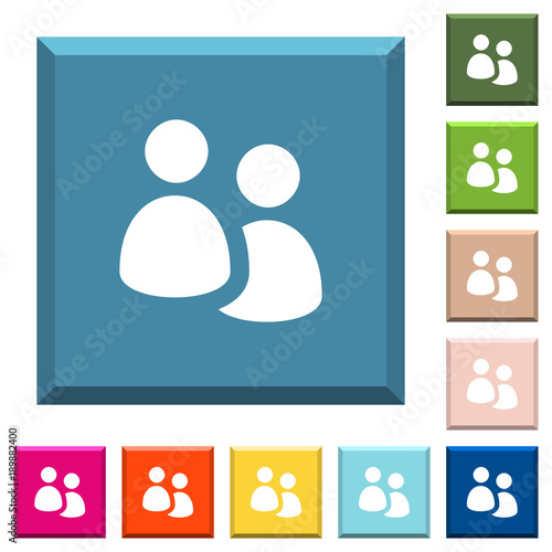 User group white icons on edged square buttons