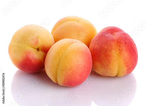 Ripe peaches fruit isolated
