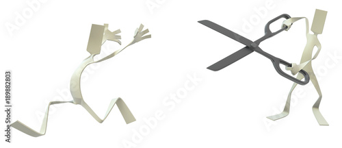 Paper Man Figure, Scissors Attack