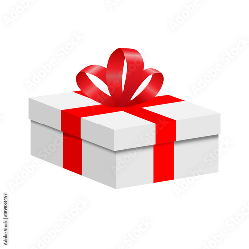 A box with a red ribbon and a bow