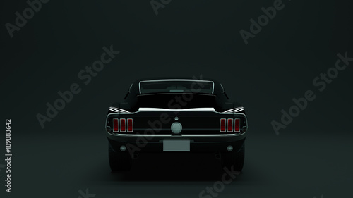 Powerful Black Muscle Car 3d illustration