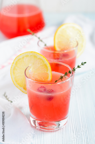 Two glasses of pink lemonade