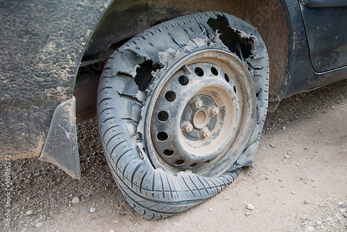broken car tire