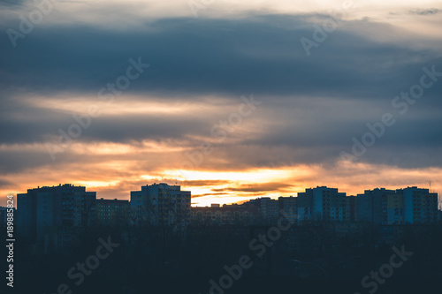 Cityscape of Lubin in Poland during the sunrise © Dziurek