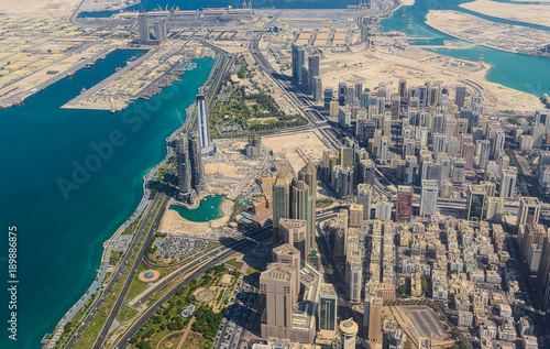 Aerial view from helicopter to Abu Dhabi