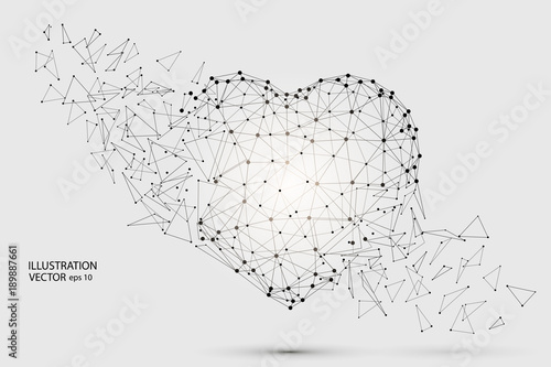 Abstract polygonal heart. Valentine's day. Vector EPS 10.