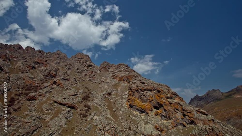 Panorama Of Talysh Desert Mountains. Lerik. Rocky Mountains Time Lapse photo