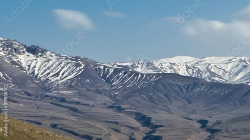 Talysh Mountains Sunset Time. Long Panoramic Time Lapse photo