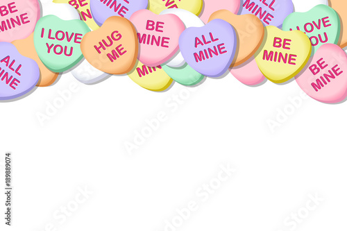 Valentines Day Candy Hearts Vector Background Border 1