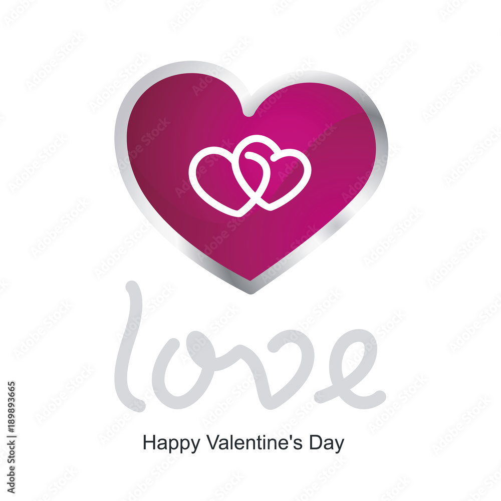 Love two hearts in heart brand logo