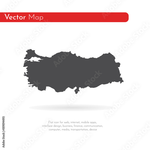 Vector map Turkey. Isolated vector Illustration. Black on White background. EPS 10 Illustration.