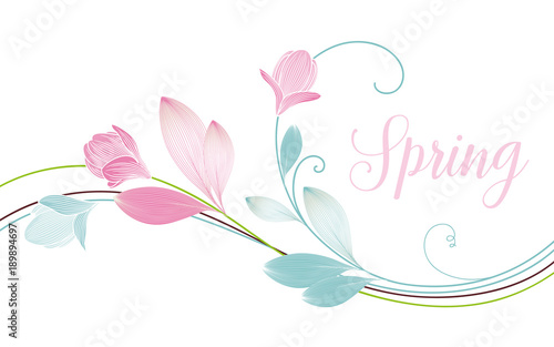 Cute background in delicate colors with buds of flowers. Greeting spring card.