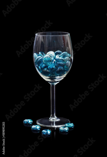 Glass with pebbles