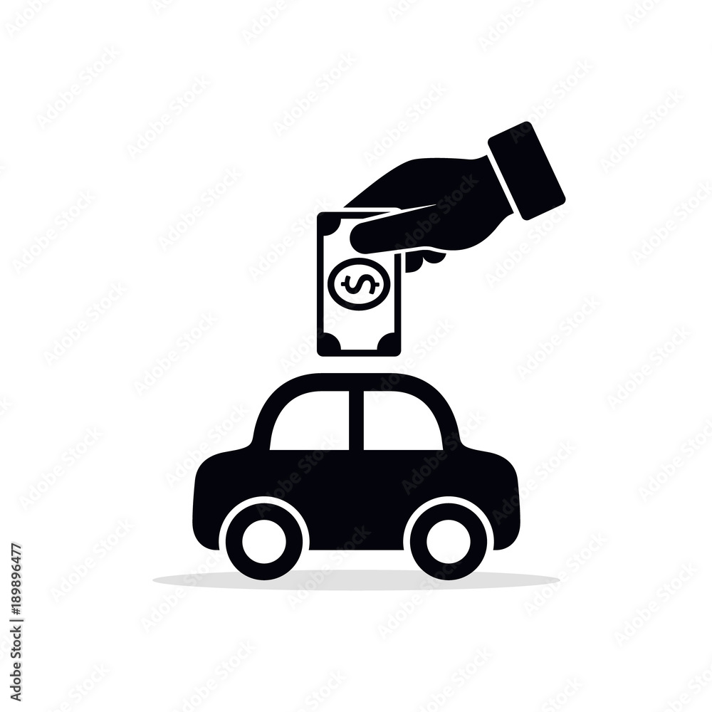 Φωτογραφία Hand putting money into the car, save money for car, invest money in car concept