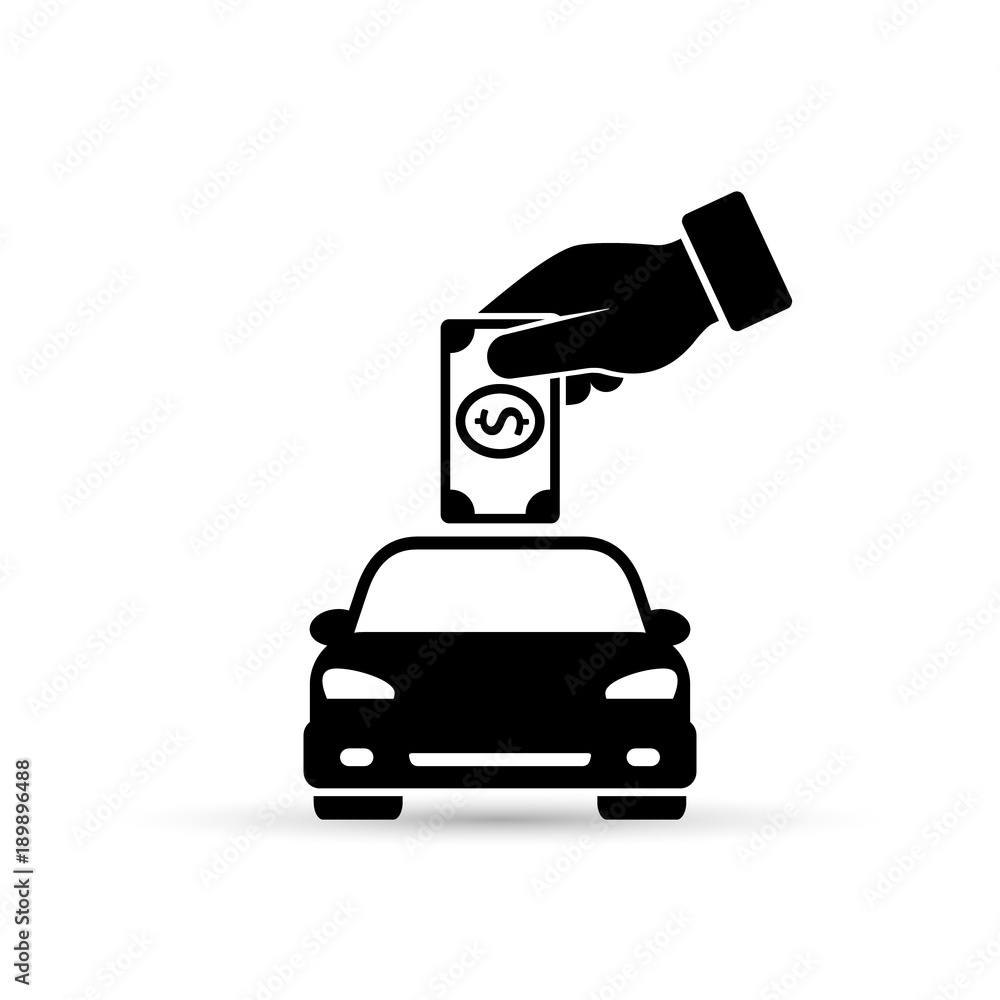 Φωτογραφία Hand putting money into the car, save money for car, invest money in car concept