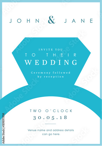 Wedding Invitation Blue Ring theme