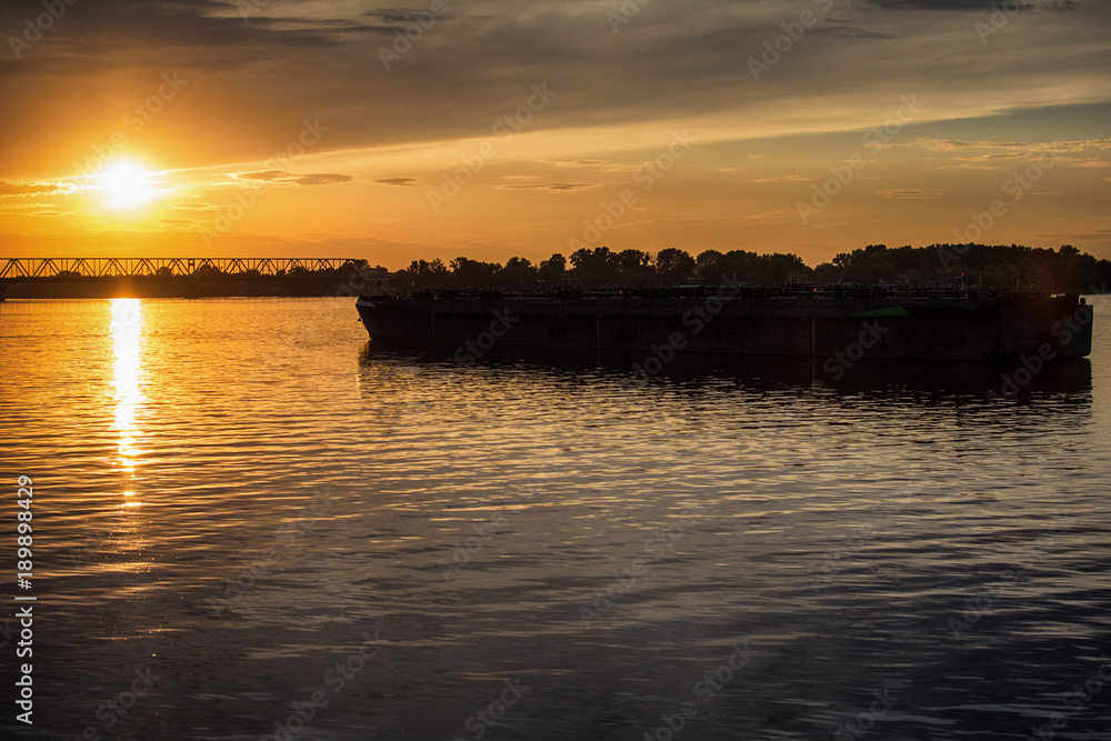 Belgrade, Serbia June 27, 2017: The Danube River and the Pancevo Bridge in Belgrade, Serbia Belgrade, Serbia June 27, 2017: The Danube River and the Pancevo Bridge in Belgrade, Serbia