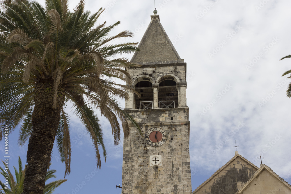 TROGIR, CROATIA: Bell tower of St.Dominik ancient convent in Trogir, Croatia
