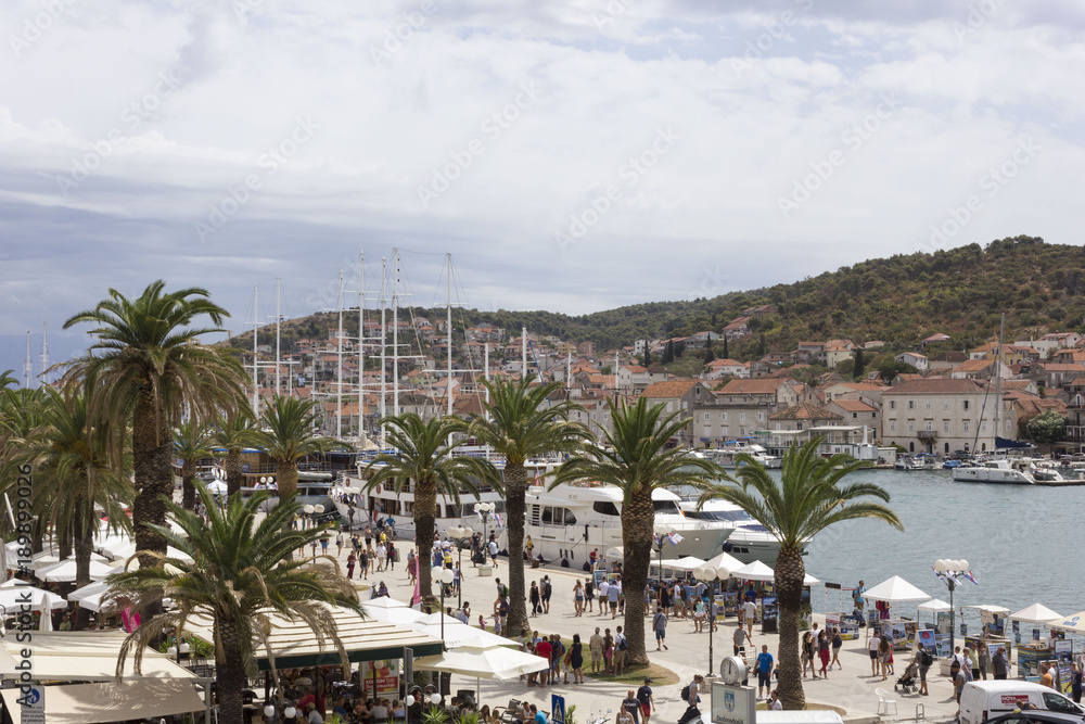 TROGIR, CROATIA: City center of the historic town of Trogir in Croazia, with its promenade on the waterfront