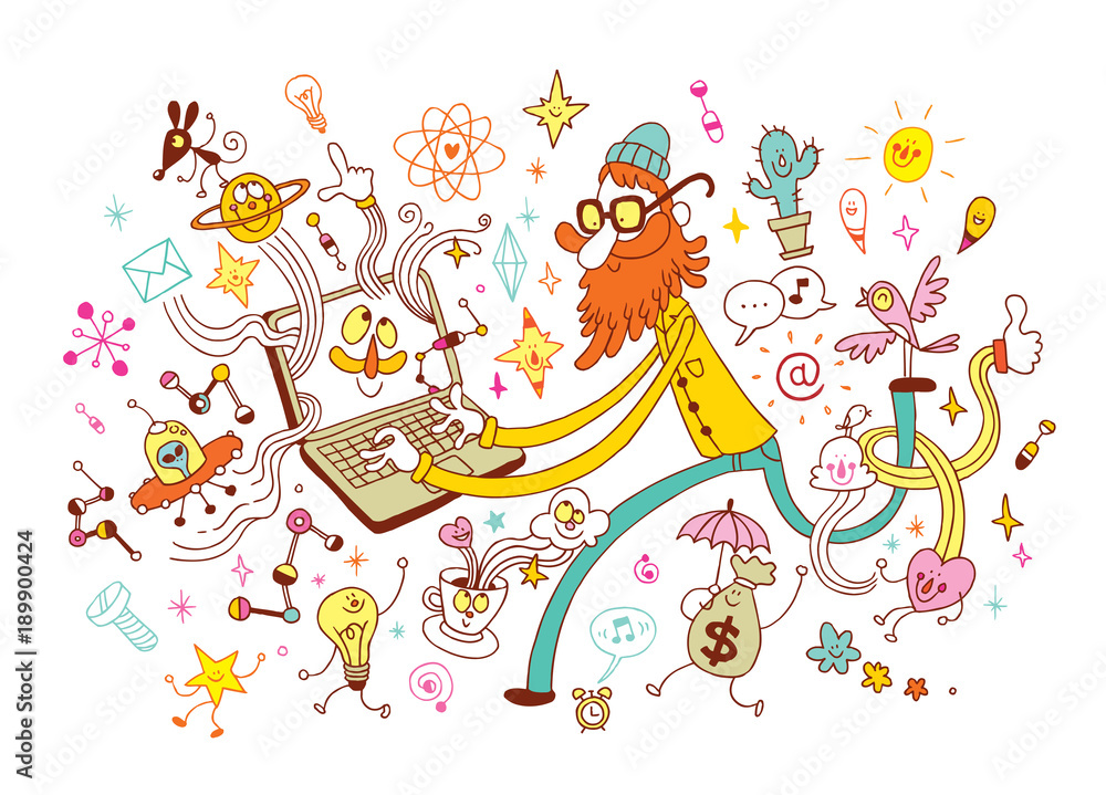 Startup creative business launch success laptop computer innovation working concept cartoon illustration Startup creative business launch success laptop computer innovation working concept cartoon illustration