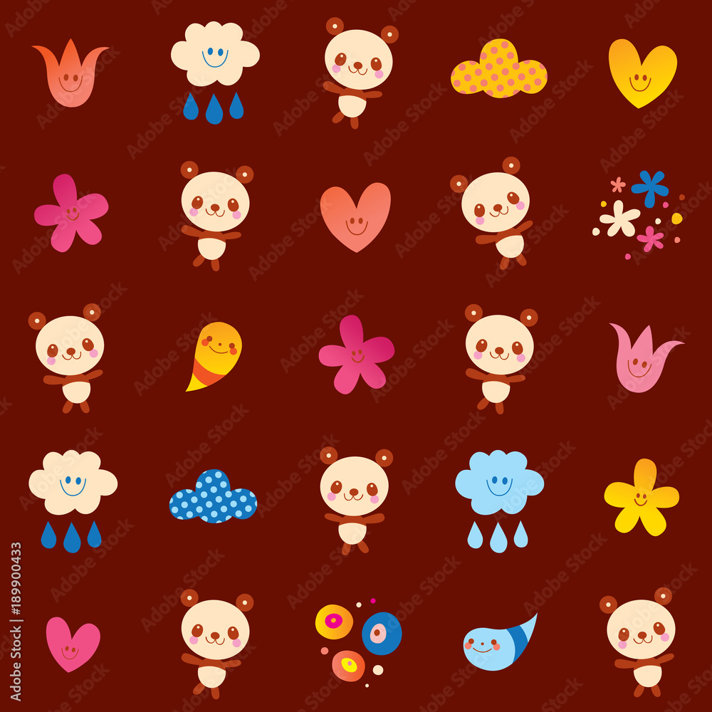 Obraz premium baby panda bears flowers clouds