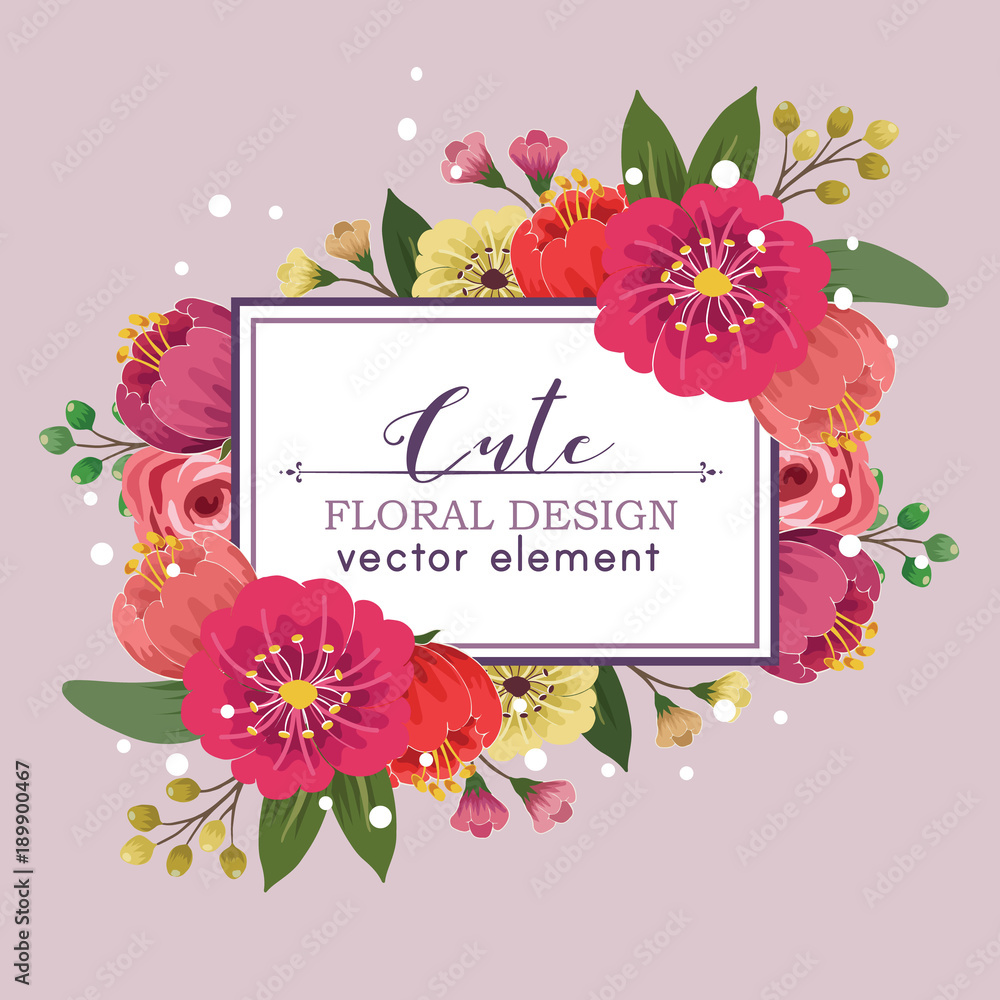 cute floral spring design vector element